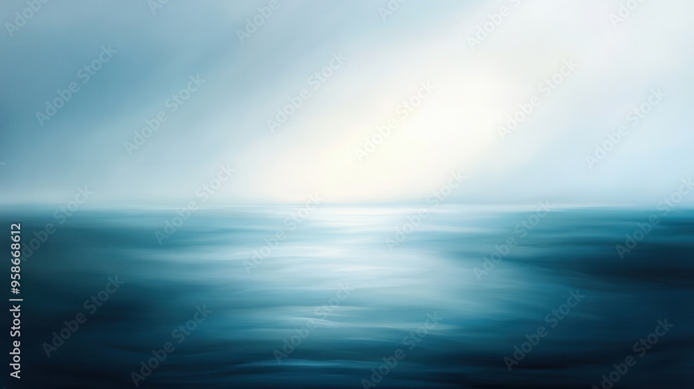 Obraz premium A painting of a calm ocean with a bright blue sky