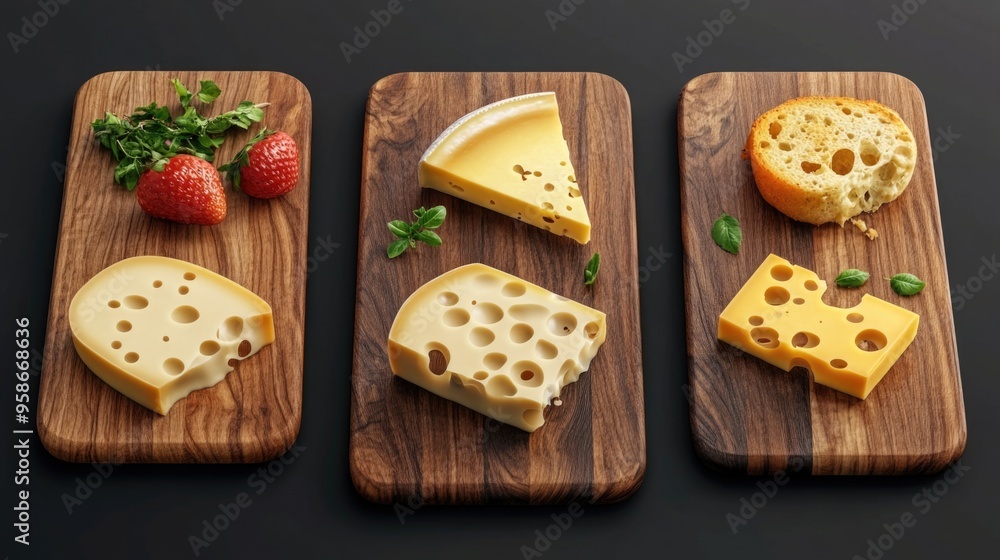 Gourmet Cheese Platter with Variety of Bread and Garnishes Gourmet Cheese Platter with Variety of Bread and Garnishes