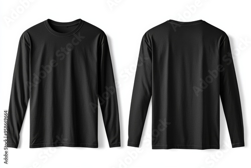 Black long sleeve tshirt mockup isolated created with Generative AI