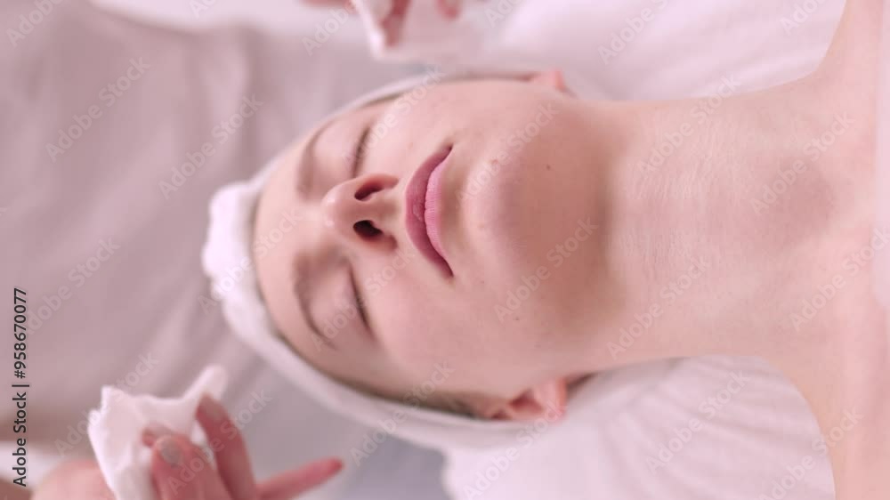 A woman massage therapist gives a girl a facial massage and cosmetic procedures. A woman massage therapist gives a girl a facial massage and cosmetic procedures.