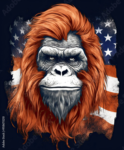 Beautiful Orangutan T-shirt Design, Ape Illustration Resource for Your Clothes Corporate and Graphic Business or Creative Project, Ai Generative photo