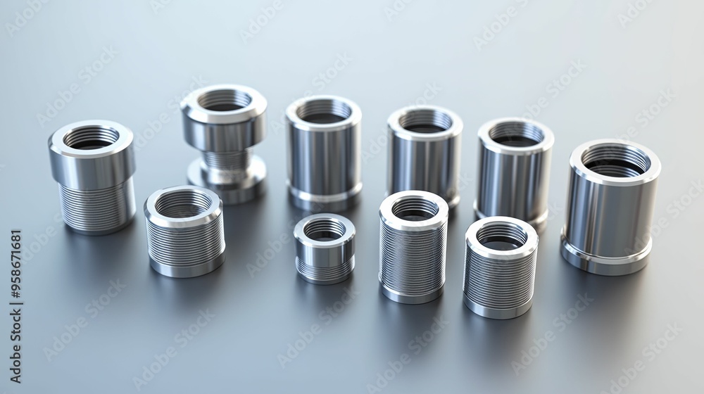 Collection of Metallic Threaded Pipe Fittings Collection of Metallic Threaded Pipe Fittings
