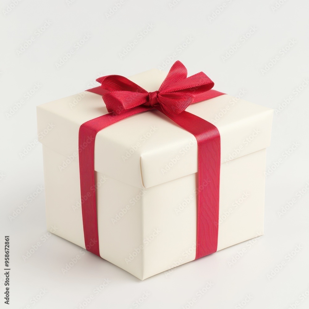 Elegant gift presentation, a neatly wrapped box adorned with a vibrant red ribbon, exuding charm and anticipation for the occasion. Elegant gift presentation, a neatly wrapped box adorned with a vibrant red ribbon, exuding charm and anticipation for the occasion.