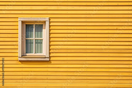 Pastel yellow wooden wall texture background with a horizontal medium shot of a window of a house, yellow, house, horizontal, wall, wooden,pastel, background, medium shot