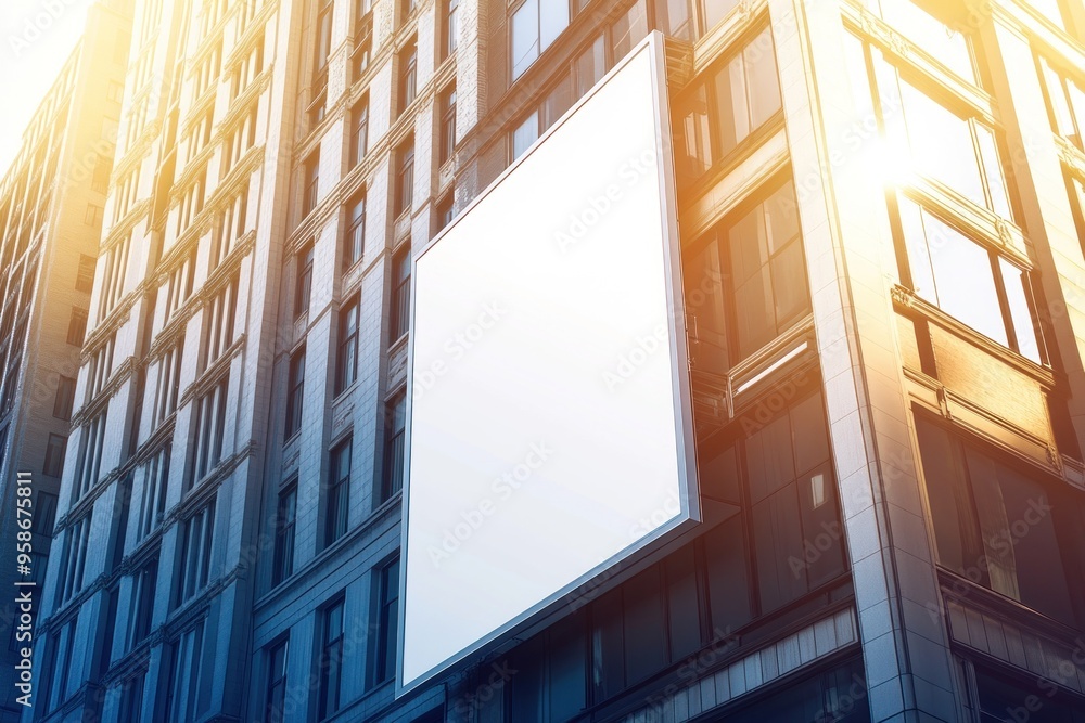 Obraz premium Blank Billboard on a Tall Building