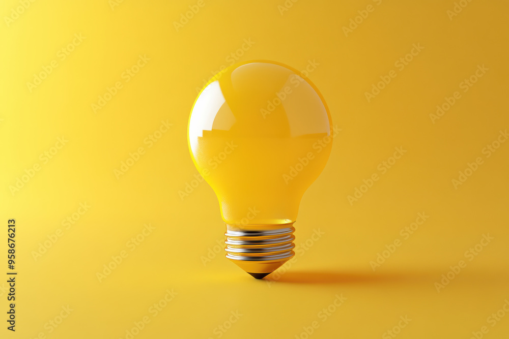 Yellow light bulb on a matching yellow background, symbolizing bright ideas and innovative thinking in a minimalist style. Yellow light bulb on a matching yellow background, symbolizing bright ideas and innovative thinking in a minimalist style.