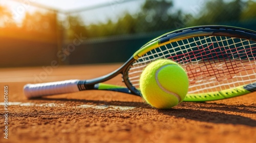 Tennis Equipment on Court