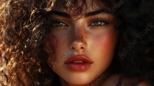 Wallpaper Mural A portrait of a woman with curly hair, suitable for use in editorial or advertising contexts Torontodigital.ca