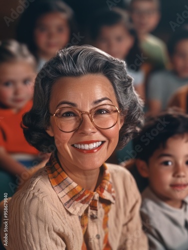 Happy Educator with Students