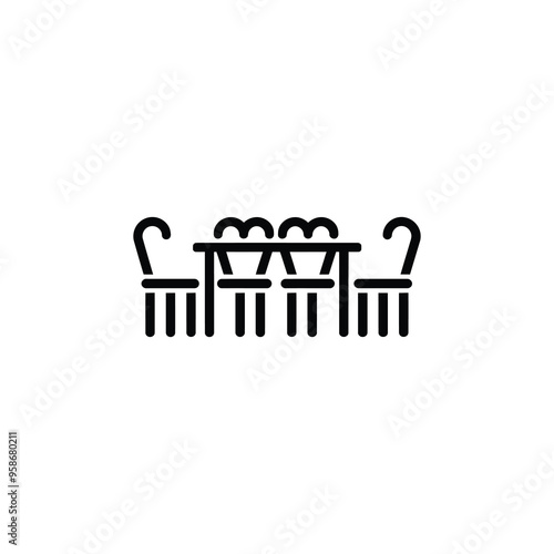 table with chairs vector icon