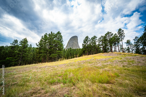 Devils Tower National Monument while hiking during a summer day photo