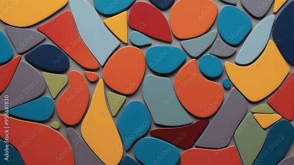 Fototapeta premium A mosaic of bold, contrasting colors arranged in irregular, organic shapes