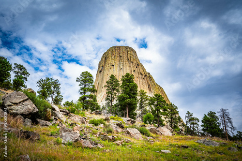 Devils Tower National Monument while hiking during a summer day photo