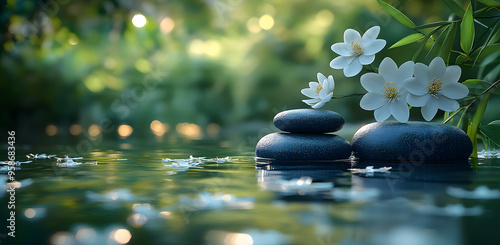 “A Serene Background with Gentle Water Ripples, Delicate Lotus Petals, and a Tranquil Atmosphere, Ideal for Representing Peace, Calmness, and the Subtle Beauty of Nature, Perfect for Meditation, Relax