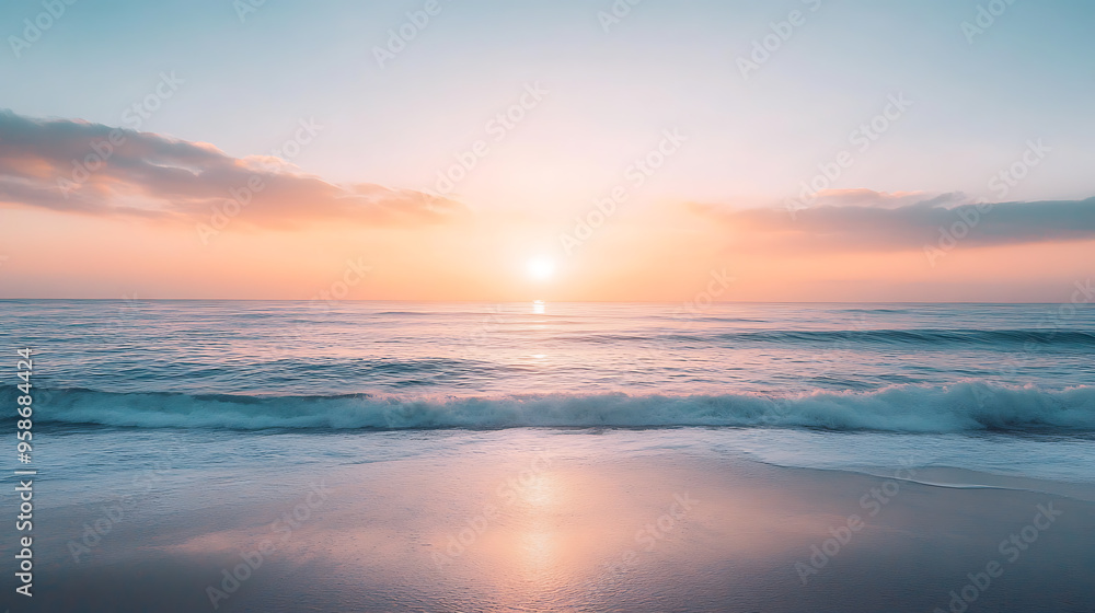 Fototapeta premium Sunrise over a calm ocean horizon 