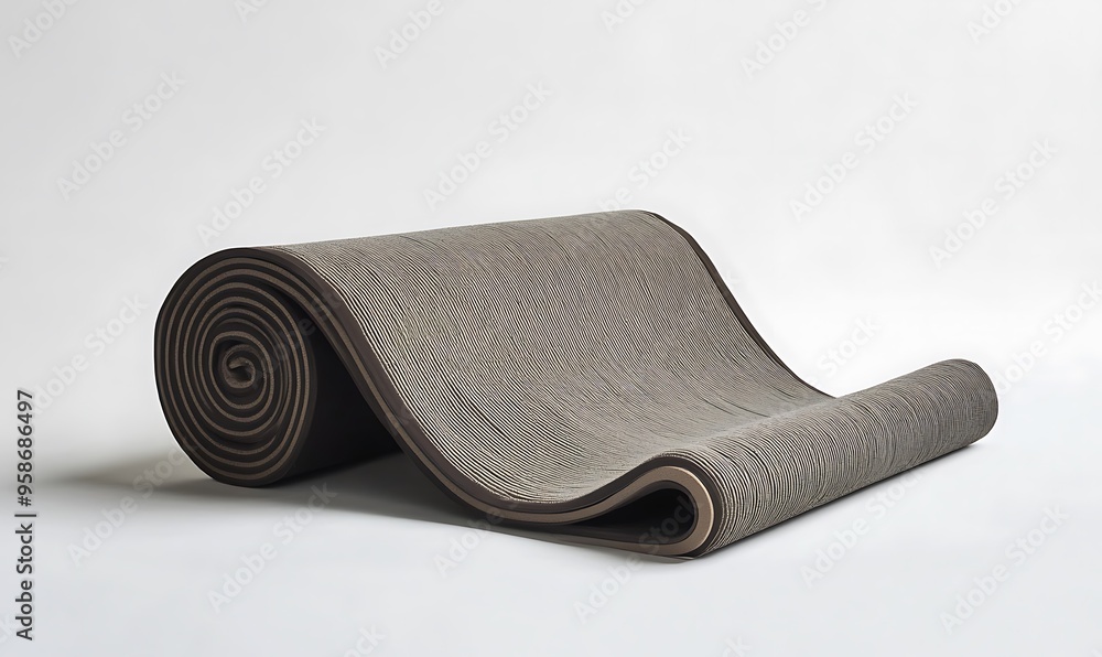 Rolled Up Brown and Beige Striped Exercise Mat Rolled Up Brown and Beige Striped Exercise Mat