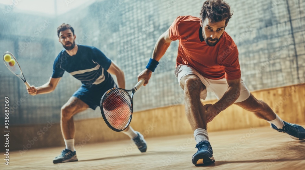 Fototapeta premium Dynamic Indoor Tennis Match