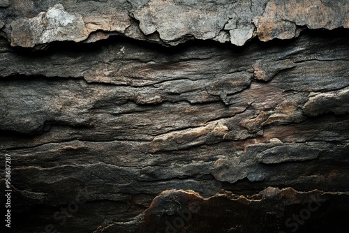 Close-Up Texture of Rough, Weathered, Dark Grey Rock