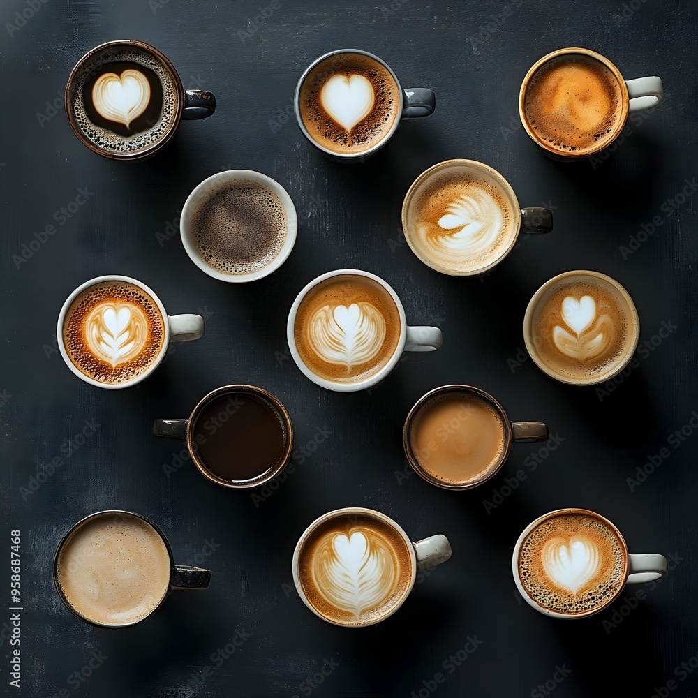 An Artful Assortment of Coffee Cups Showcasing the Beauty of Diverse Brew Styles An Artful Assortment of Coffee Cups Showcasing the Beauty of Diverse Brew Styles