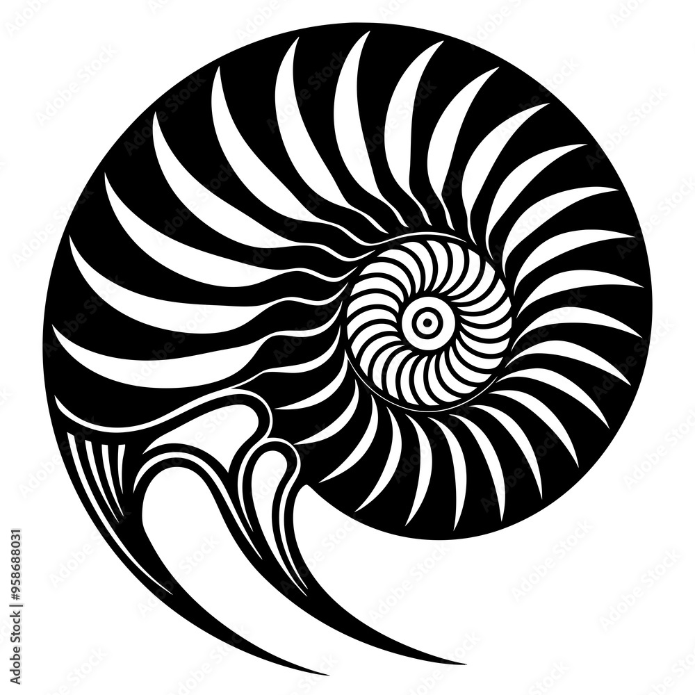 Nautilus vector pattern rich inline detail on a white background Nautilus vector pattern rich inline detail on a white background