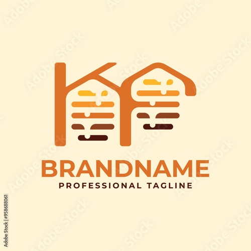 Letters KF Honeycomb Logo, Perfect for Beekeeping and Honey Producers