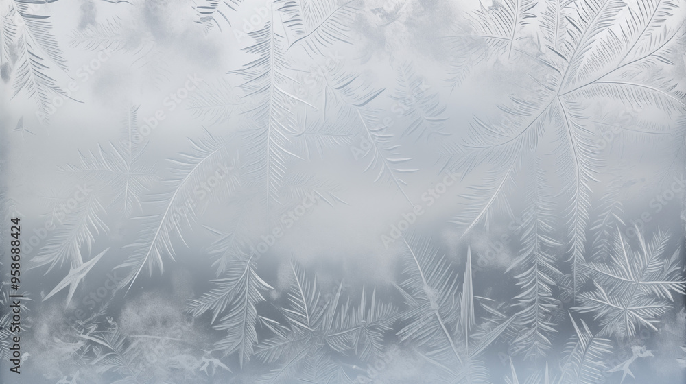Obraz premium Frozen Forest Of Ice Crystals On Glass Surface Abstract Winter Texture