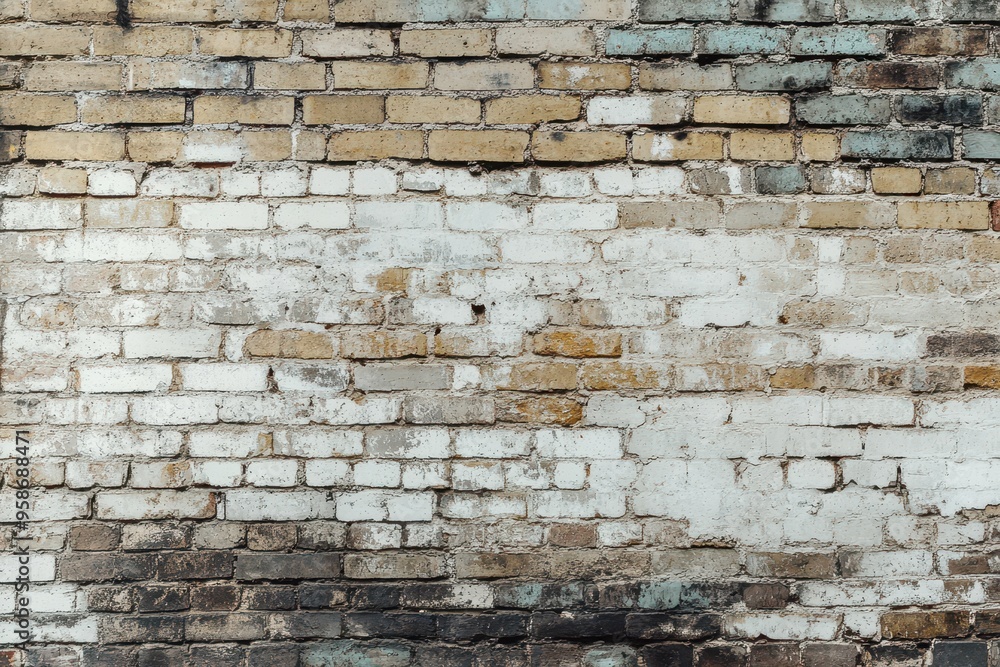 Weathered Brick Wall with White Paint Weathered Brick Wall with White Paint