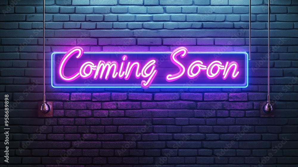 Coming Soon Retro Neon Sign on Trendy Background. AI Generative Coming Soon Retro Neon Sign on Trendy Background. AI Generative