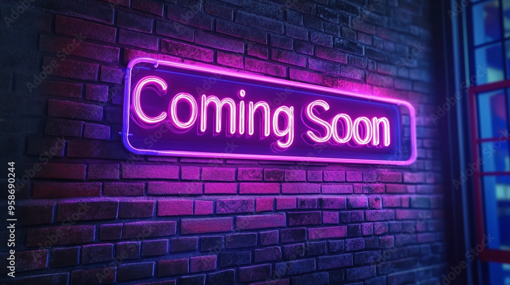 Coming Soon Retro Neon Sign on Trendy Background. AI Generative Coming Soon Retro Neon Sign on Trendy Background. AI Generative