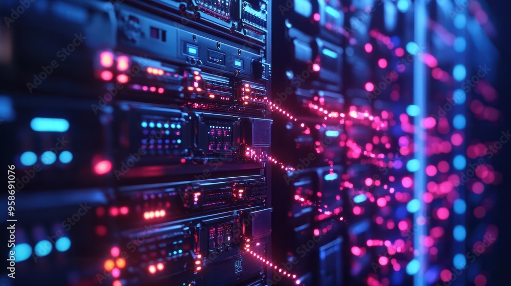 Obraz premium electronic connection with data transfer, network and communication