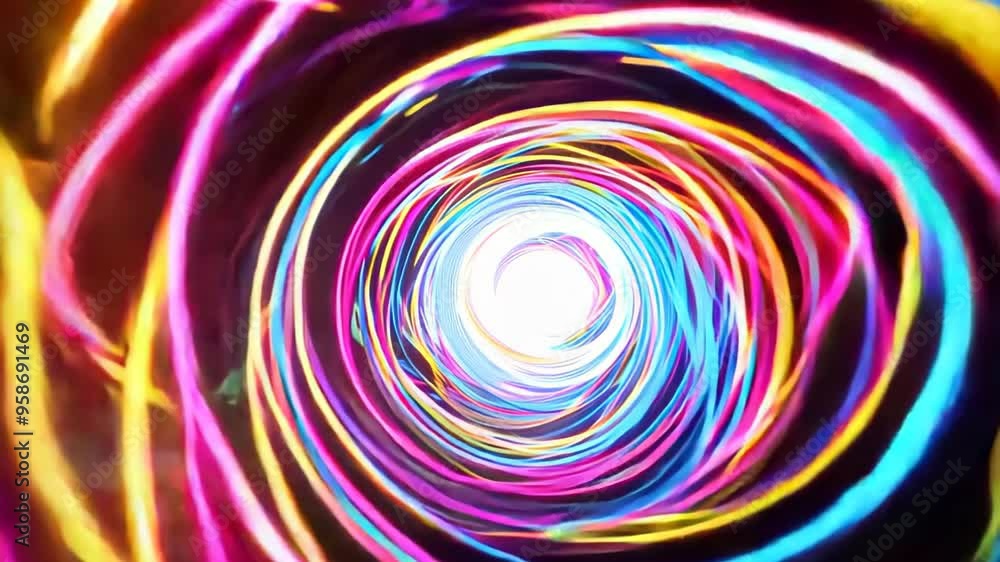 A vibrant spiral of swirling neon lights in electric blues, radiant purples, and bold pinks creates a dynamic vortex, evoking depth, motion, and energy. Ideal for digital media and tech themes. A vibrant spiral of swirling neon lights in electric blues, radiant purples, and bold pinks creates a dynamic vortex, evoking depth, motion, and energy. Ideal for digital media and tech themes.