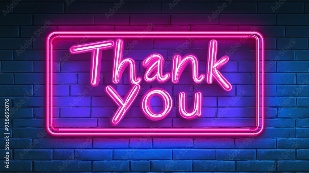 Thank you Retro Neon Sign on Trendy Background. AI Generative Thank you Retro Neon Sign on Trendy Background. AI Generative