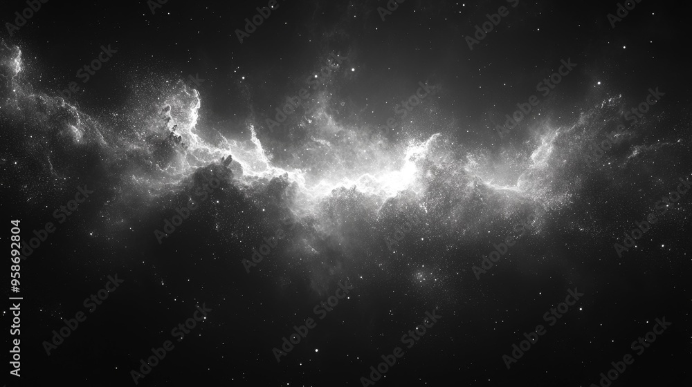 Fototapeta premium Stunning Black and White Space Nebula Generative AI