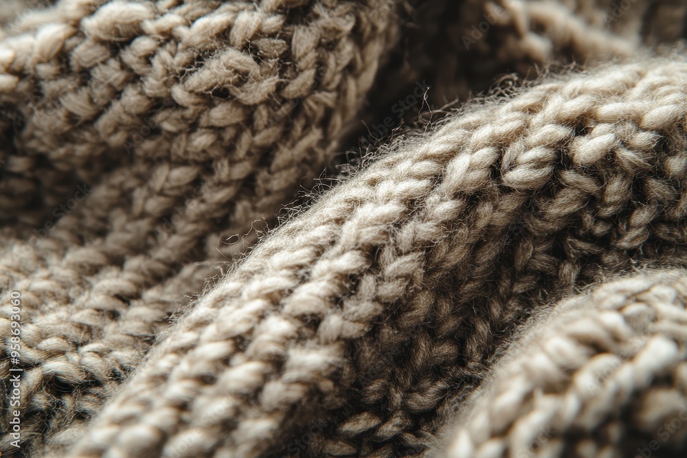 Close-up of Soft, Brown Knitted Fabric Texture Close-up of Soft, Brown Knitted Fabric Texture