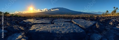 Majestic Sunset Over Mauna Loa Volcano in Hawaii s Breathtaking Landscape photo