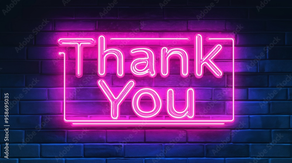 Thank you Retro Neon Sign on Trendy Background. AI Generative Thank you Retro Neon Sign on Trendy Background. AI Generative