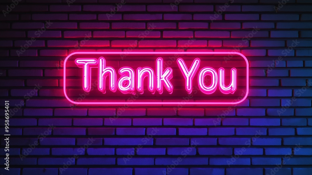 Thank you Retro Neon Sign on Trendy Background. AI Generative Thank you Retro Neon Sign on Trendy Background. AI Generative