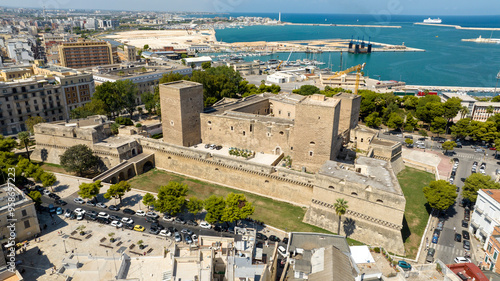 Obraz na plátně Aerial view of the Norman-Swabian castle in the historic center of Bari, Puglia, Italy