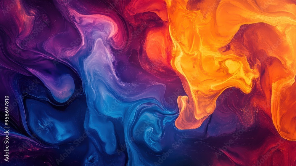 abstract background of acrylic paint in blue, orange and purple colors abstract background of acrylic paint in blue, orange and purple colors