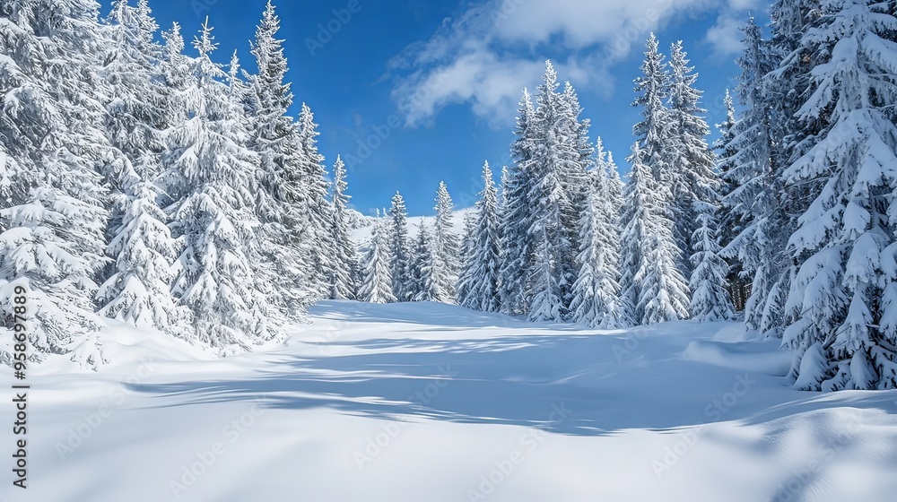 Breathtaking Wintry Wonderland Snowy Forest Landscape with Pristine Pine Trees Breathtaking Wintry Wonderland Snowy Forest Landscape with Pristine Pine Trees