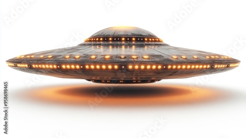 Futuristic UFO with glowing lights Generative AI photo