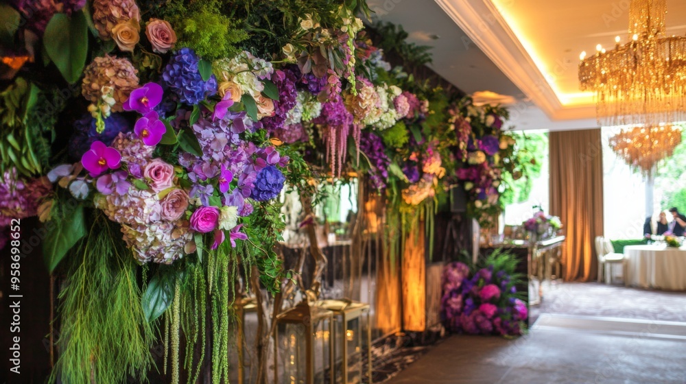 Elegant Floral Decor in Event Space Elegant Floral Decor in Event Space