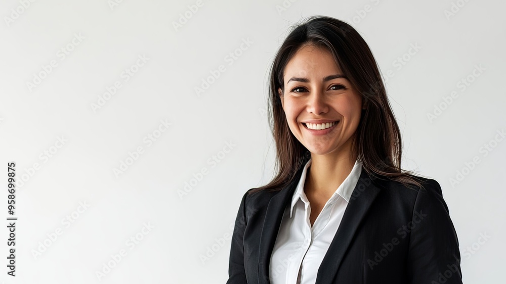 Confident Businesswoman Smiling in Black Suit Confident Businesswoman Smiling in Black Suit