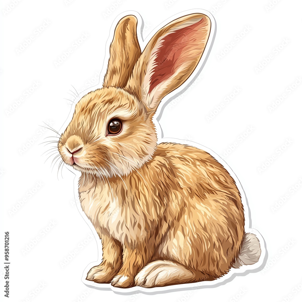 Fototapeta premium A cute and fluffy rabbit with soft fur, sitting gracefully. Perfect for spring or animal-themed projects and designs.