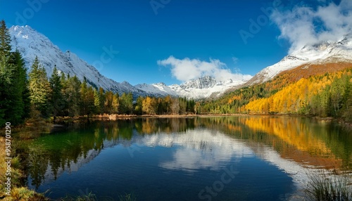 Autumn Lake with Pines