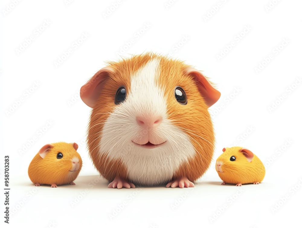 Cute and playful guinea pig trio, featuring bright colors and charming expressions, perfect for animal lovers and pet enthusiasts. Cute and playful guinea pig trio, featuring bright colors and charming expressions, perfect for animal lovers and pet enthusiasts.