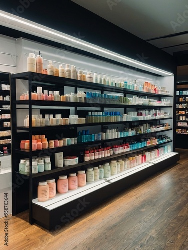 Wallpaper Mural Store shelves filled with various products, including lotions and creams. Torontodigital.ca