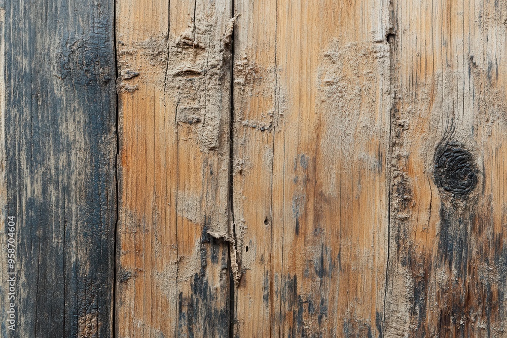 Weathered Wooden Plank Texture with Knot and Dark Stains Weathered Wooden Plank Texture with Knot and Dark Stains