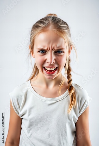  young girl with a toothbrush in her mouth.