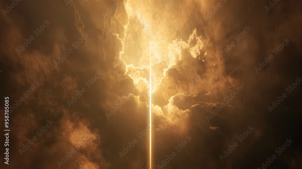 Obraz premium A bright light is shining through the clouds, creating a sense of hope